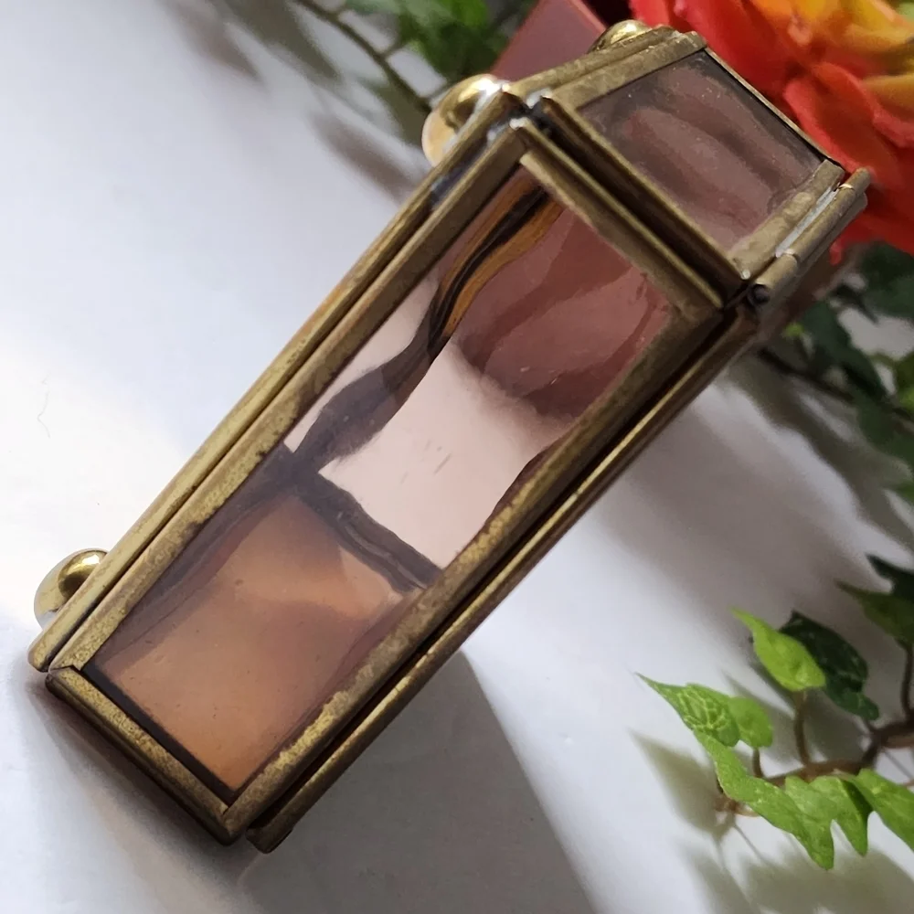 Vintage Art Deco Enesco Glass Brass Trinket Box
